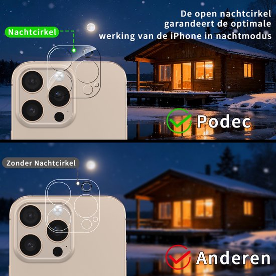 Podec Protecteur d'écran et d'objectif de caméra pour iPhone 16 Pro Max - Verre de protection trempé - Transparent et résistant aux rayures - Couvercle d'écran en verre trempé - 3 + 3 Pièces