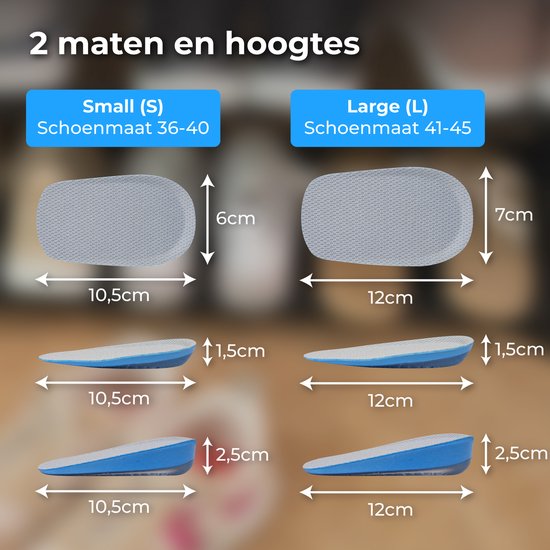 Semelles Nuvance - 2.5cm Heel booster - Heel pads - 2 Pieces - Size 36-40 - Men & Women - Heel insoles - Blue