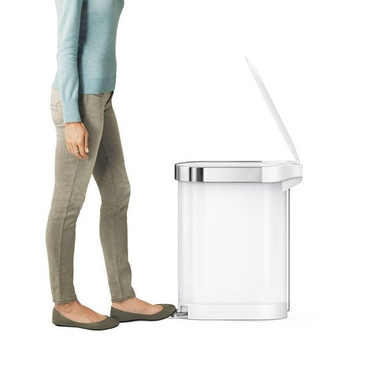 Simplehuman Poubelle - Slim - 45 l - Blanc - acier inoxydable