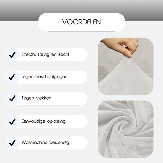 Hilvard - Housse de canapé 3 places - (185-230 cm) - Ivoire - Velours - Stretch - Housse de canapé - Housse de meuble - Contre les dommages et les taches - Housse de siège - Housse de siège