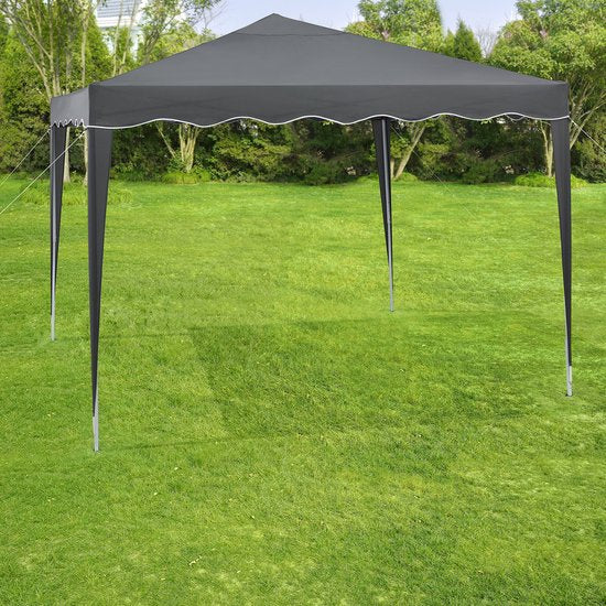 Tente de réception pliable Vivara - 3 x 3m - Gris - Accessoires inclus