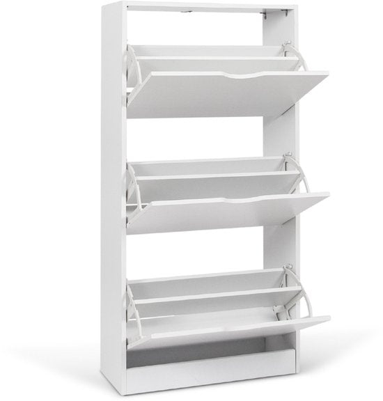Armoire à chaussures Milton Oldbrook Prato - 3 niveaux - jusqu'à 18 paires de chaussures - 60 x 24 x 119 cm - Blanc