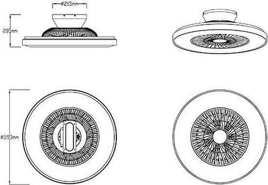 REALITY HALMSTAD - Ventilateur de plafond - Noir mat - incl. 1x SMD 40W - Trois niveaux de vitesse - Variateur intégré - Couleur de lumière réglable - Dimmable en continu - Télécommande