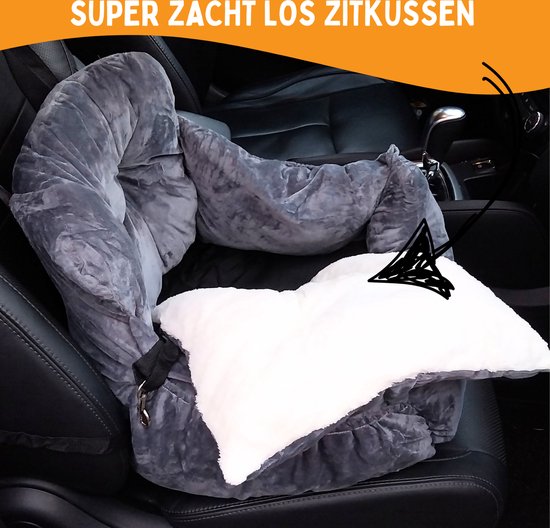 By Cee Cee Luxury Dog Basket Car - Dog Car Seat - Soft and Stylish - Dog Seat - With Safety Strap - Dark Grey Car Seat