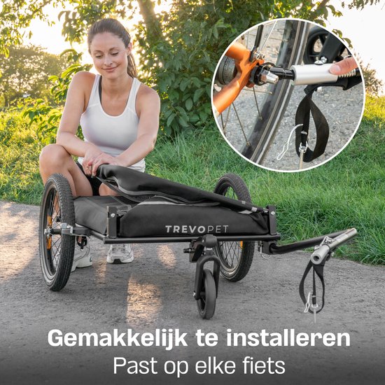 TrevoPet - Remorque vélo pour chien - Remorque vélo pour chien pliable - Remorque vélo pour chien pour petits et grands chiens (max. 30kg) - Remorque vélo pour chien - Remorque vélo pour chien 2 en 1 pour vélo ou buggy pour chien - Remorque pour chien - C