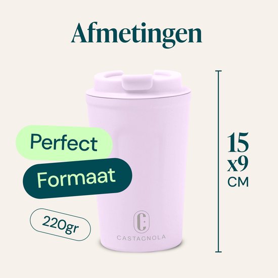 Mug thermos Castagnola - Tasse à café To Go - Mug de voyage pour le café et le thé - Mug à thé - 380 ML - acier inoxydable - Violet