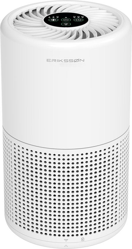 Erikssøn Purificateur d'air Prime - Blanc - 70 m3/h - Aide à lutter contre la poussière, le rhume des foins et les allergies - Avec filtre Hepa - Purificateur d'air