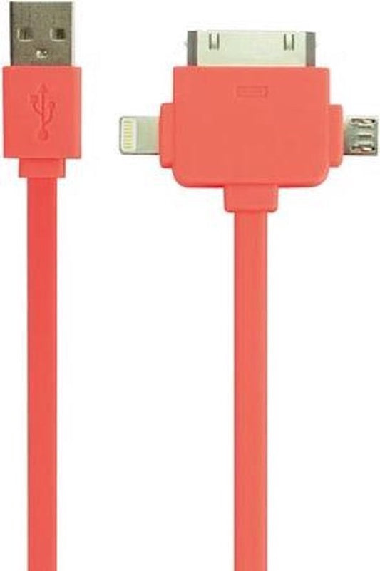 Câble de chargement/synchronisation - Usb 2.0 3-en-1 - Rouge