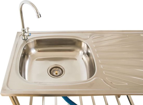 Camping/Extérieur Table en inox avec évier et robinet 100x77x50cm