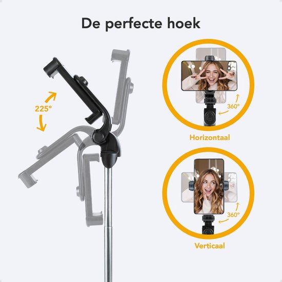 Studio ME 3 in 1 Selfie Stick Tripod - Selfie Stick Universel - Photo et Vidéo - Télécommande Bluetooth - Support pour téléphone - Trépied pour téléphone