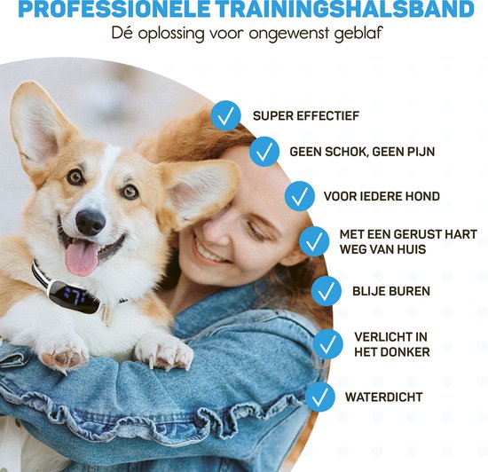 Collier anti-aboiement Pro avec LED - Collier d'éducation sans choc - Dispositif anti-aboiement pour petits et grands chiens - Étanche, rechargeable et lumineux - Vibration et audio