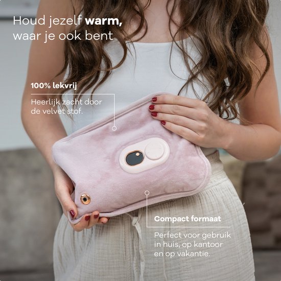 Pichet électrique Zenwave avec manchon - Affichage numérique - Pichet d'eau chaude et pichet d'eau avec chauffe-mains - Coussin chauffant rechargeable - Bande chauffante menstruelle - Durable et sans fil - Camping et extérieur - Pichet d'eau chaude rose -