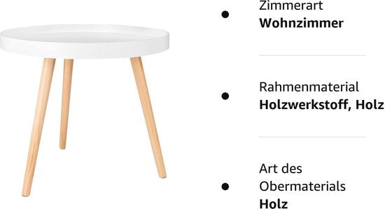 Rootz Table d'appoint - Support de café - Table de chevet - Accent de salon - Support de salon - Table d'appoint - Blanc - 50 x 44 cm (ø x H)