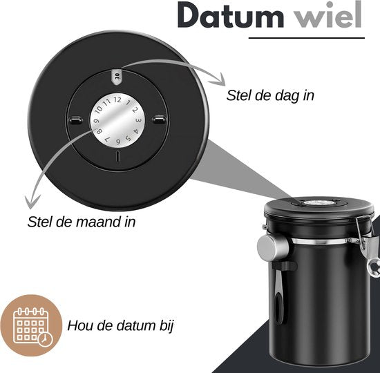 VAIVE Boîte à café - Boîte à café - Boîte de stockage pour boîte à café - Boîte de stockage pour café - Bocaux de stockage - Boîte de stockage -1.8L