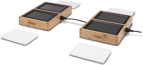Princess Dinner4all Pure 104040 - Set gourmet - Teppanyaki - Grill & plancha - cordon de 2 mètres - 4 personnes - Bambou - extensible à 10 personnes