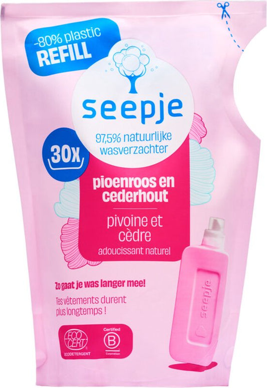 Seepje Recharge d'adoucissant textile Pivoine et bois de cèdre 30 lavages - 750 ml
