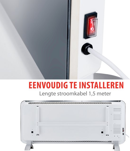alpina Electric Convector Heater 2000W - Panneau chauffant à température réglable - Fonction minuterie