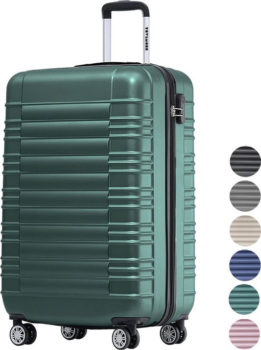 TRVLMORE Valise - Bagage à main Trolley - Serrure numérique - Trolley - 54x36x20cm - 38L - Vert foncé