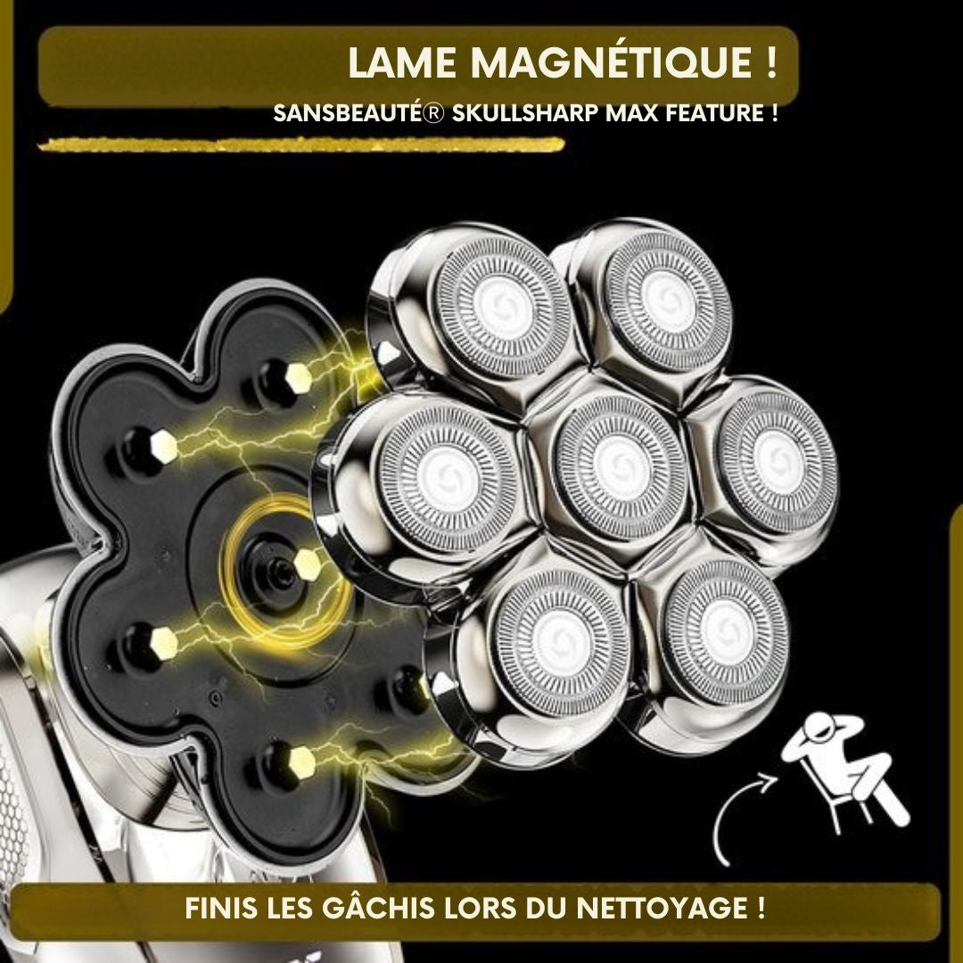 Rasoir 6 en 1 pour hommes - Sansbeauté - Tondeuse - SkullSharp MAX - électrique pour le visage et la tête - gris