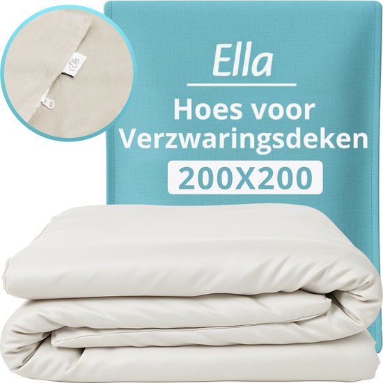 Housse pour la couverture d'aggravation d'Ella 200 x 200 CM - 11 KG & 13 KG - Housse en 100% coton biologique - Blanc biologique