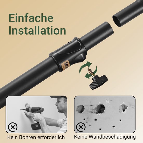 SoBuy Portemanteau télescopique - Système de rangement réglable - Système de penderie - L(75-126) × H(200-295) cm, Noir, FRG109-II-SCH