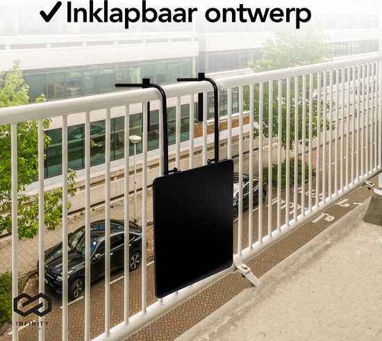 Infinity Goods Table de balcon - pliante - 60 x 60 CM - réglable - suspendue - noire