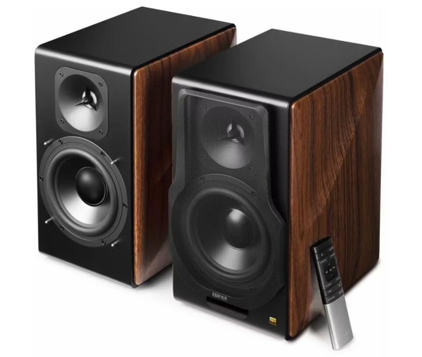 Edifier - S3000MKII Premium Active 2.0 Speakers - 256 W RMS - Black & Brown Wood - Hi-Res Audio & Bluetooth 5.0 - Wirelessly Connected System - Ultimate Sound Experience