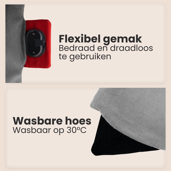 Auronic Heat Pillow - Classic - 45x60 - Sans fil - Rechargeable - Oreiller électrique - Infrarouge - Gris