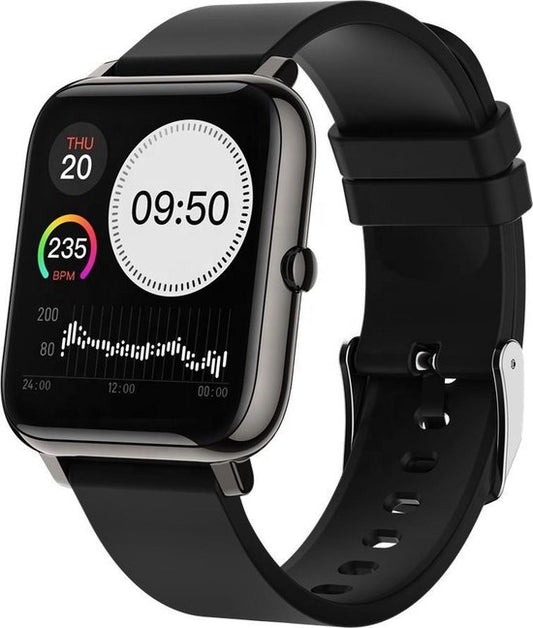 MAOO AMPLIFY Smartwatch - Protection d'écran incluse - Fréquence cardiaque, pression artérielle, saturation sanguine, sommeil, distance - Podomètre - Smartwatch homme - Smartwatch femme - Montre - Cadeau de Noël - Noir