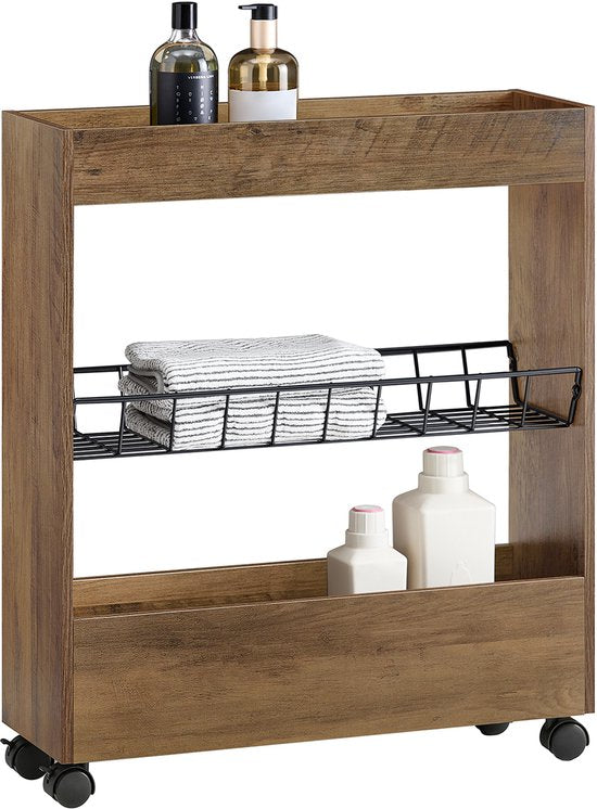 SoBuy BZR46-N Meuble de salle de bain - Bois composite marron, gain de place