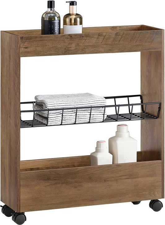 SoBuy BZR46-N Meuble de salle de bain - Bois composite marron, gain de place