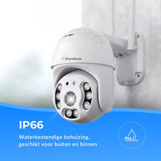 PuroTech Security Camera Core - Caméra extérieure avec vision nocturne - Caméra de sécurité extérieure filaire - Rotative et inclinable - Avec Wifi et app - 3MP - Blanc