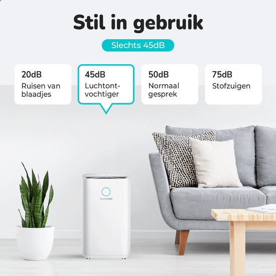 Déshumidificateur Bloomfold - 25L par jour - Fonction Lavage-Séchage incluse - Convient pour le salon, la chambre, la cave et la salle de bain - Déshumidificateur - Blanc