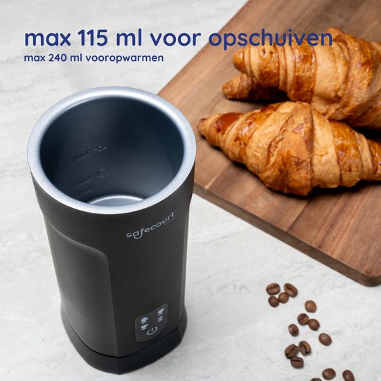 Safecourt Kitchen Mousseur à lait électrique MF600 - 4 en 1 - 500W - Noir