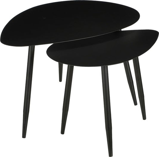 Table d'appoint Mica Decorations - Lot de 2 - L80 x L60 x H47 cm - Métal - Noir