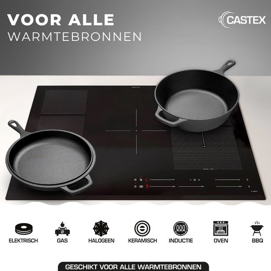 Castex Duocraft Cast Iron Pan - Casserole Induction - Casseroles - Stew Pan - Bread Pan Cast Iron - Simmer Pan