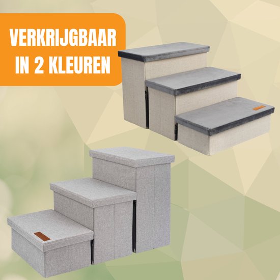 Escalier pour chien modèle solide Escalier pour chien avec rangement - Escalier pour chien - marche pour canapé ou lit - Jusqu'à 60 kg - Gris clair - Universel