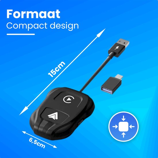 CarMe Luxe 2-in-1 Car Dongle - Wireless CarPlay & Android Auto - Modèle 2024 - Noir