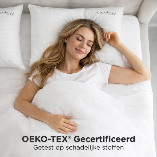 Oreiller CozySense® - Lot de 2 - 50x70 CM - Oreiller de sommeil de qualité supérieure - Enveloppe 100% coton - Oreiller - Oreiller de soutien pour les dormeurs sur le côté, le ventre et le dos
