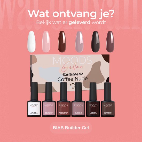 Moods Gellac BIAB - Builder in a Bottle - BIAB Nail Builder Gel - Coffee Nude - HEMA & TPO Free