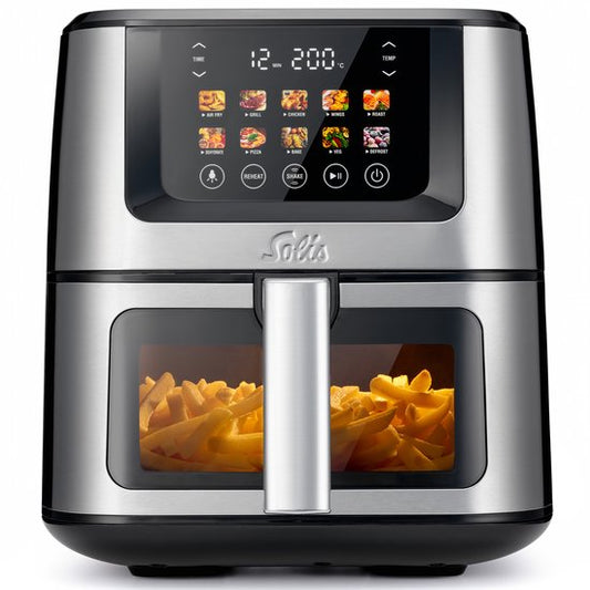 Solis Airfryer Air Fry & Dry XL - Friteuse à air chaud multifonctionnelle - 40 à 230 degrés - 7.5L - 10 programmes différents - acier inoxydable