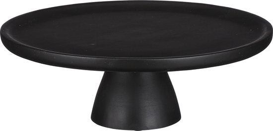 Mica Decorations Assiette à Gâteau Tallo - H10 x Ø30 cm - 100% Bois de Mangue FSC - Noir