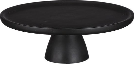 Mica Decorations Assiette à Gâteau Tallo - H10 x Ø30 cm - 100% Bois de Mangue FSC - Noir