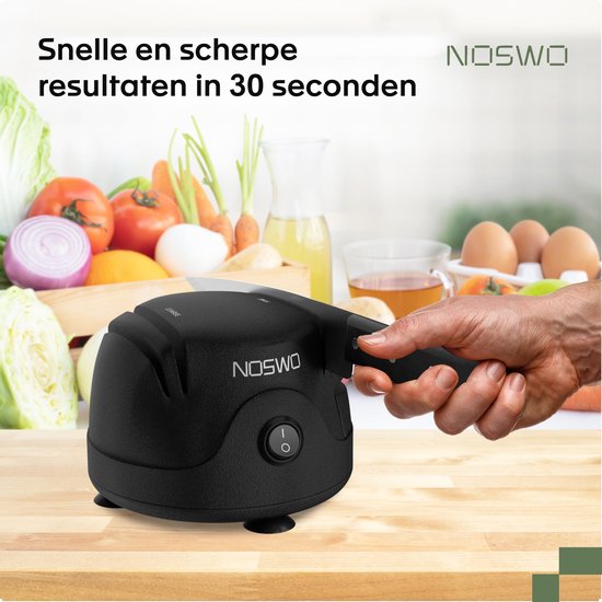 Noswo Aiguisoir électrique pour couteaux - Multifonctionnel - Convient aux couteaux, tournevis et ciseaux - Antidérapant - Noir