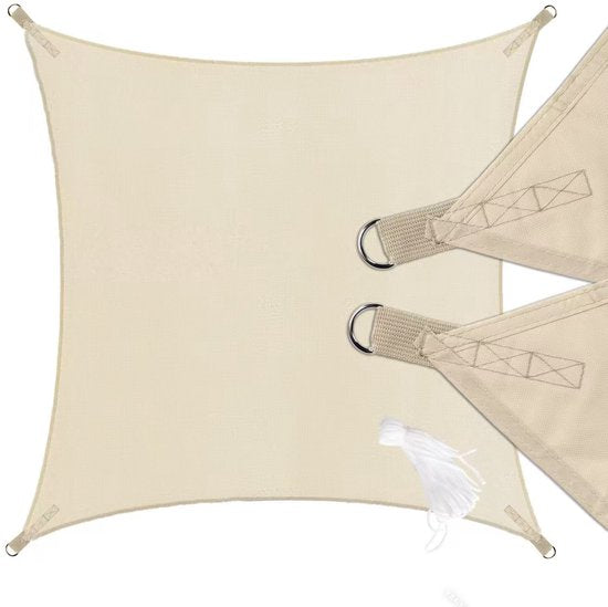 O'DADDY® Toile d'ombrage 4x3m Rectangle - Voile solaire - Filet d'ombrage - Store avec matériel de fixation - Imperméable - Protection solaire UV30 - Beige
