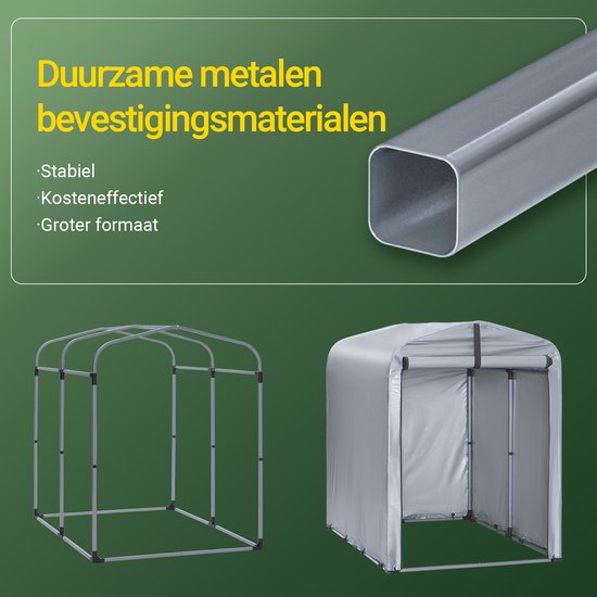 SoBuy Abri de jardin, Abri de jardin multifonctionnel pour vélos et outils, Abri pour vélos, Garage étanche pour extérieur, Argent, 120x176x163 cm, KLS11-K