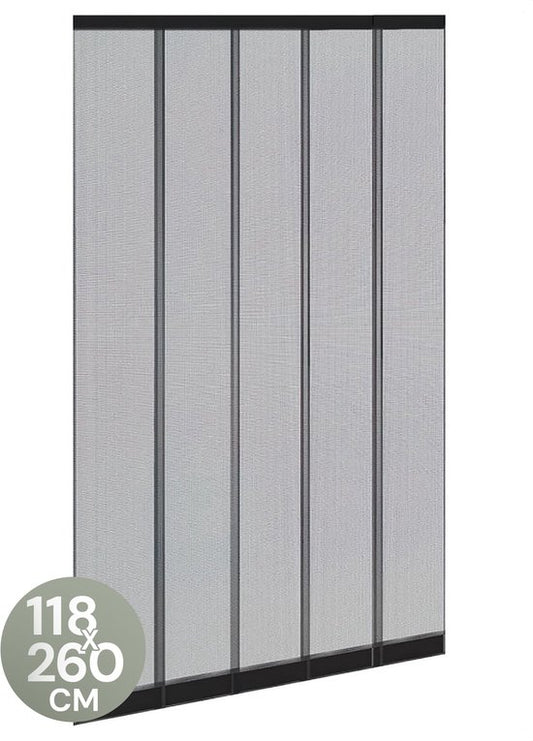 O'DADDY® Fly Curtain Slat Screen - 118x260 cm - Rideau de porte - Porte - Design ajustable - Fibre de verre - Moustiquaire de porte noire