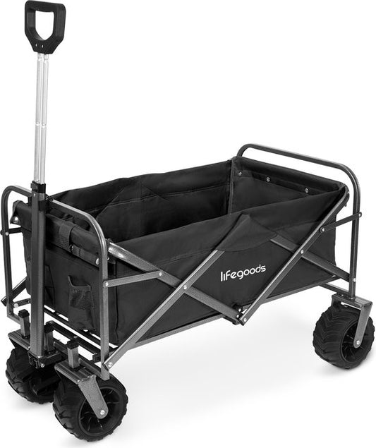 LifeGoods Wagon - Pliable - Capacité de charge 80KG - 94L - Polyester lavable - Noir