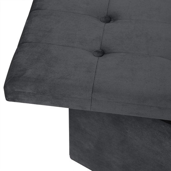Tabouret de rangement Siège velours,Tabouret de rangement pliable 76x37.5x38cm,Gris SH70gr