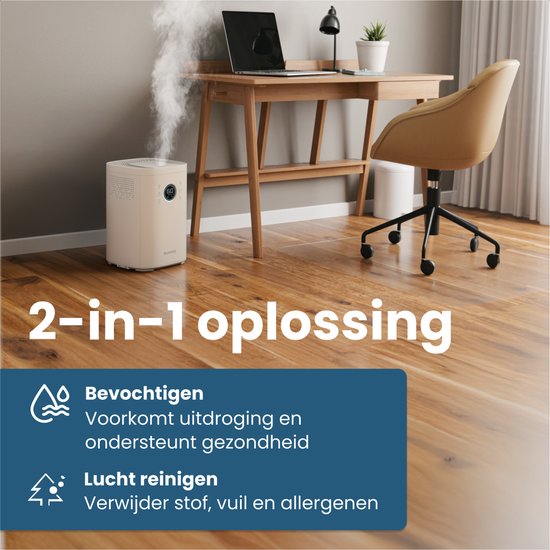 Humidificateur Auronic - 4 litres - 40m2 - Convient au salon, au bureau, à la chambre à coucher, à la chambre de bébé et plus encore - Avec aromathérapie - Sans BPA - Blanc